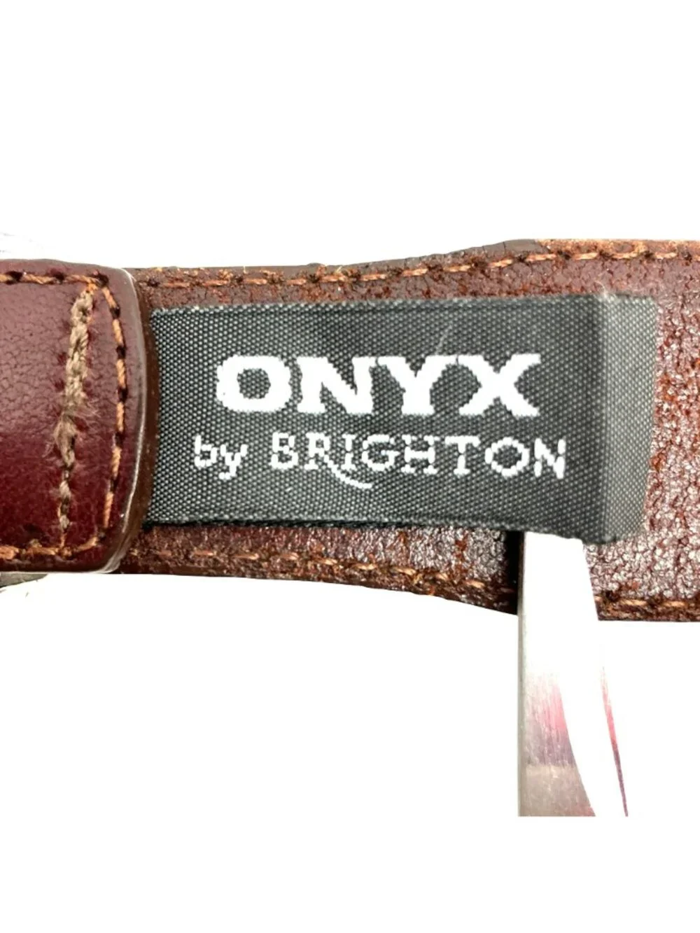 Onyx By Brighton Golf Scene Leather Belt Mens 40 Brown Black